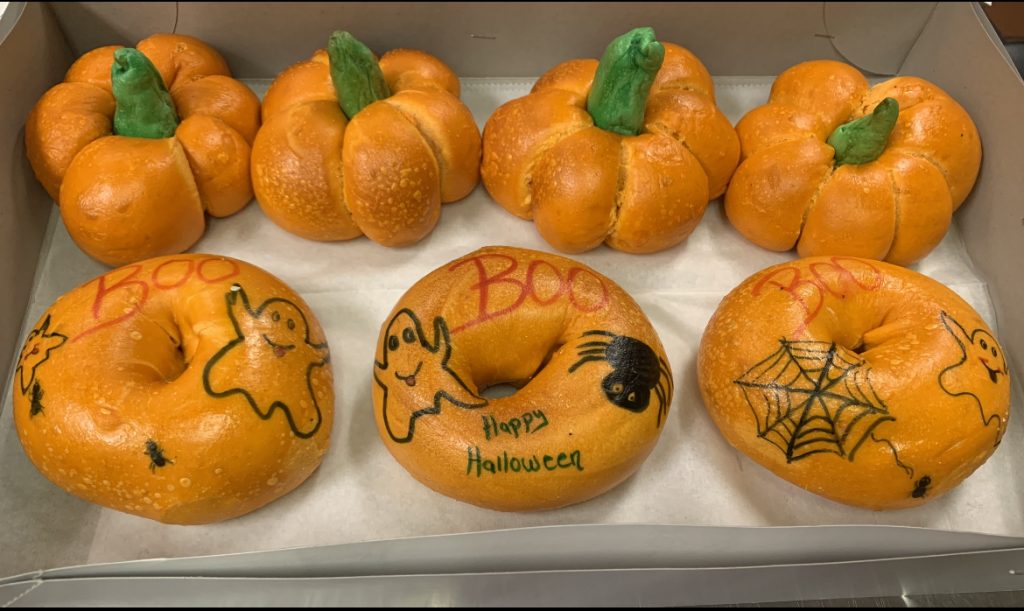 pumpkin shaped bagels